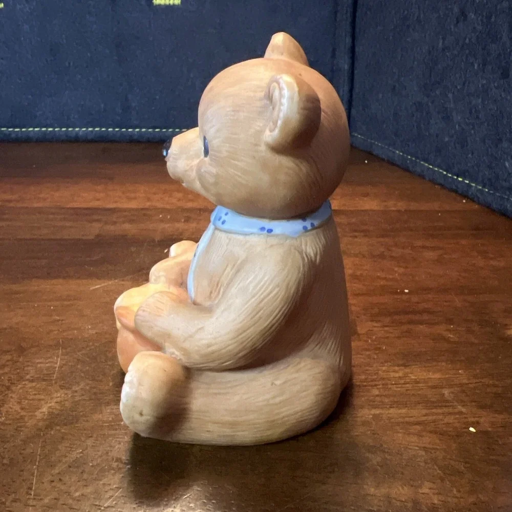 HOMCO Teddy Bear with Honey Pot 1980s Necktie Happy #1405 Porcelain 4